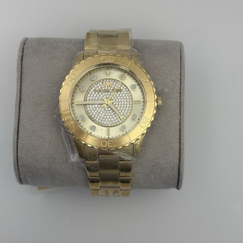 Michael Kors Runway Three-Hand Gold-Tone Stainless Steel Women’s Watch MK6911